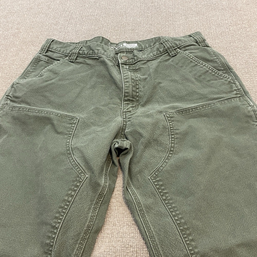 Carhartt Double Knee Pants Mens Size 38x34 Relaxed Fit Grunge Distressed Green